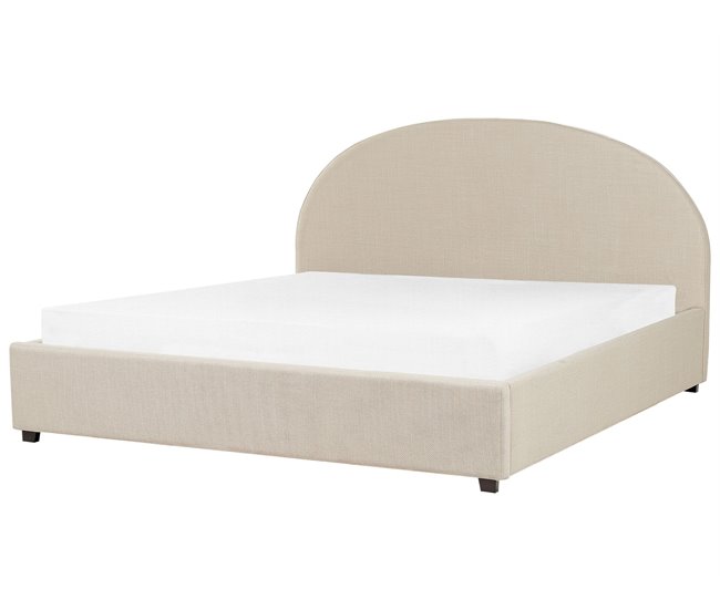 Beliani Cama con almacenaje Poliéster VAUCLUSE 194x214 Beige