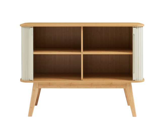 Aparador Tysvær bambú con puertas [en.casa] 110 Blanco/ Madera