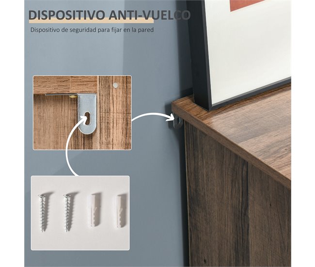 Aparador Auxiliar Melamina de Madera, Metal HOMCOM 80 Gris