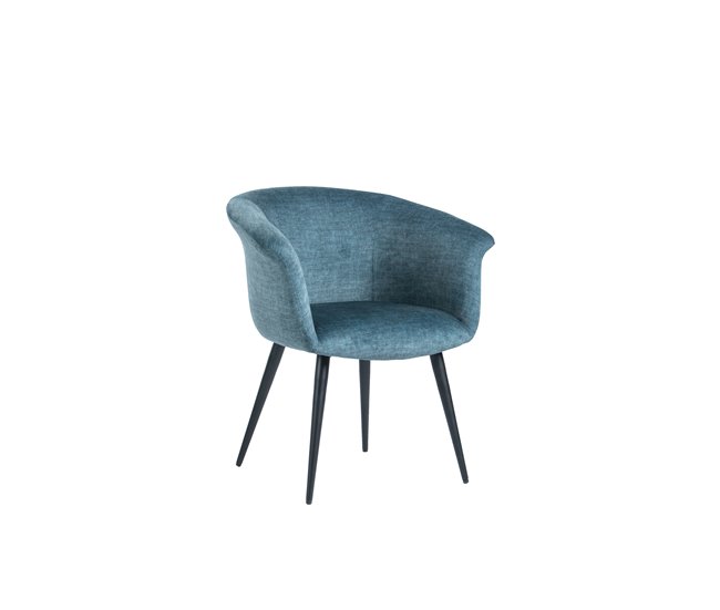Silla de comedor RIZOS tapizada en tela Azul