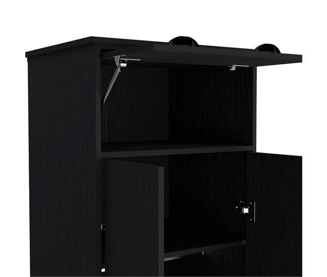 Armario falkland en melamina con 2 puertas, estantes y barra Negro