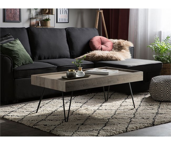 Beliani Mesa de centro WELTON 60x100 Gris Oscuro