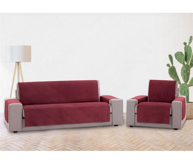 Vipalia Protector Cubre Sofá Sillón Liso. Modelo Chenilla Rojo