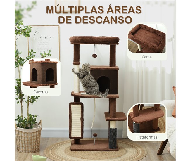 Árbol para Gatos Aglomerado de Madera PawHut Marron