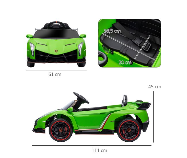 Coche Eléctrico PP, Metal HOMCOM Verde
