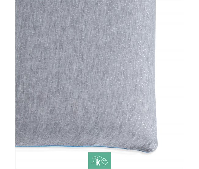 Almohada Viscoelástica Carbono Activo Tejido Frío 105x34 Blanco/ Gris