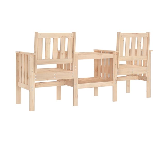Banco de madera para Jardín con mesita 175x55 Blanco