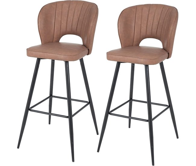 Set 2 taburetes de comedor ecopiel ONA Marron