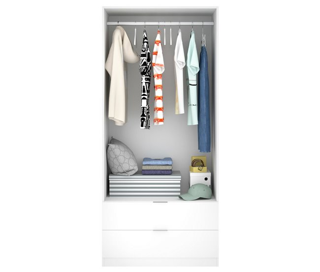 Armario 2 puertas efecto madera 81 Blanco
