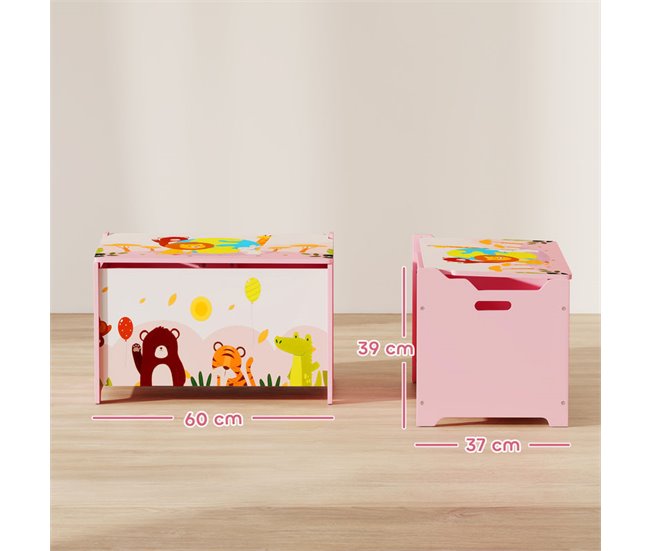 Baúl Juguetes Infantil MDF AIYAPLAY Rosa