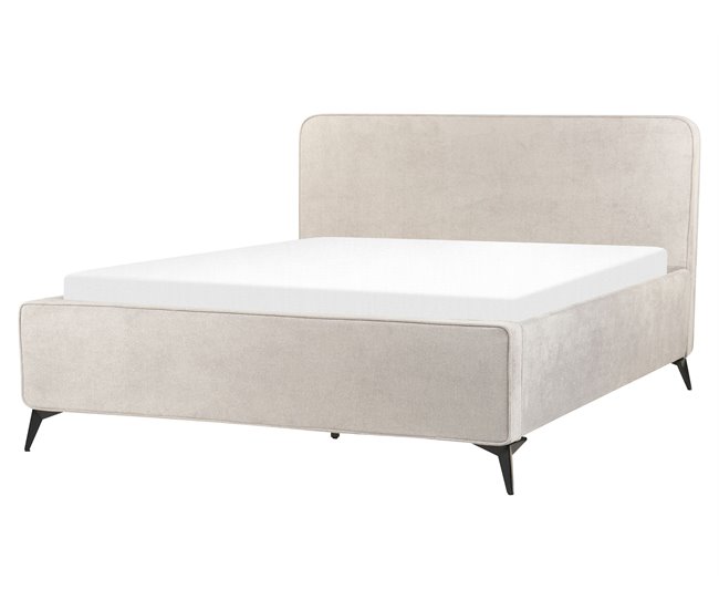 Beliani Cama con somier Poliéster VALOGNES 172x220 Gris Claro