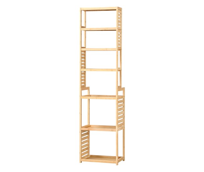 Mueble columna de baño Forssa de 7 niveles bambú Natural