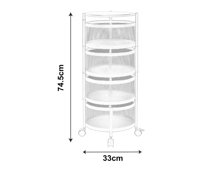 [en.casa] Carrito de cocina Steigen con 4 cestas redondas acero 33 Blanco