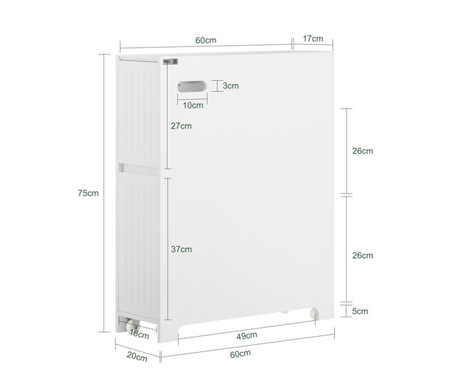 Estantería Estrecha para Nichos para Baño BZR111-W SoBuy Blanco