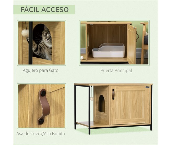 Arenero para Gatos Melamina de Madera, Acero PawHut Marron