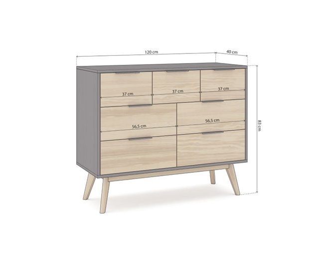 Cómoda Numa 120 Blanco/ Madera