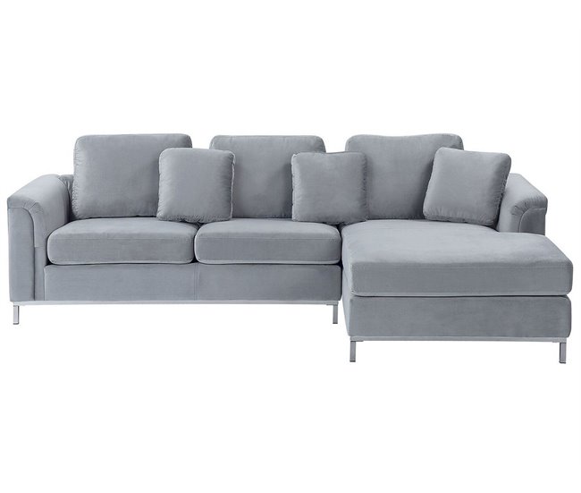 Beliani Sofá esquinero Terciopelo OSLO Gris