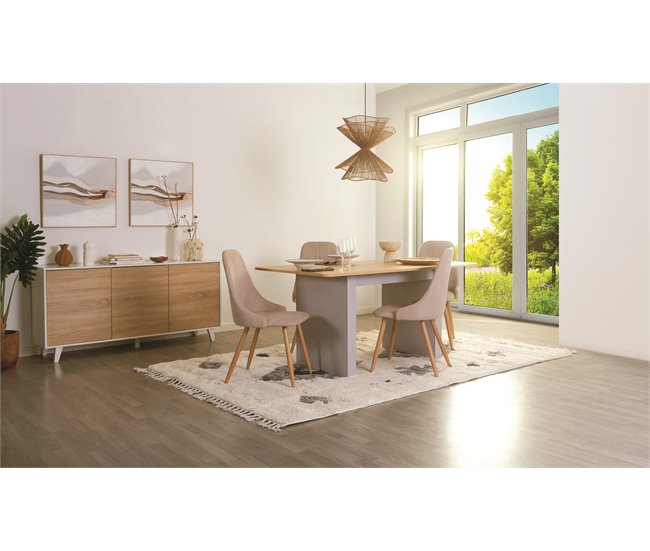 Mesa de comedor fija color roble SELENA Roble