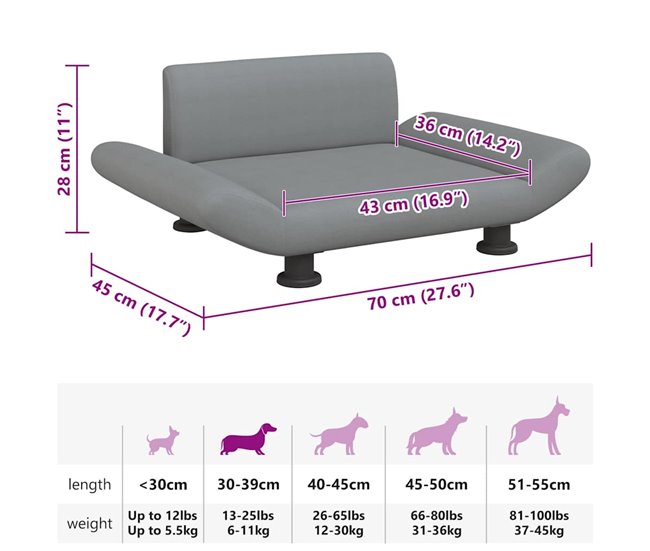 Cama Para Perro Gris Claro