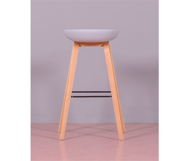 Taburete nórdico con patas de madera de haya  - Daxer Gris Claro