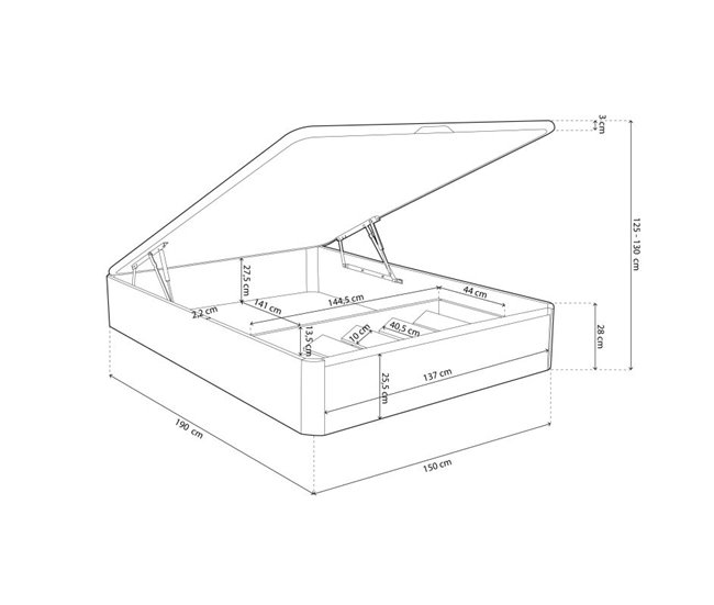 Canapé Luxury Plus 3D 150x190 Blanco