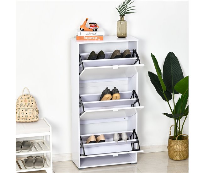 Armario de Zapatos MDF y Plásctico HOMCOM 60 Blanco