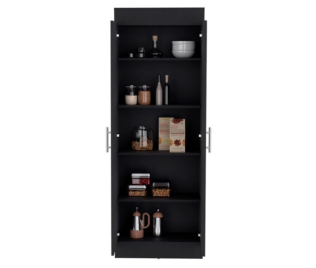 Alacena Nepal en melamina con 2 puertas y 4 estantes Negro