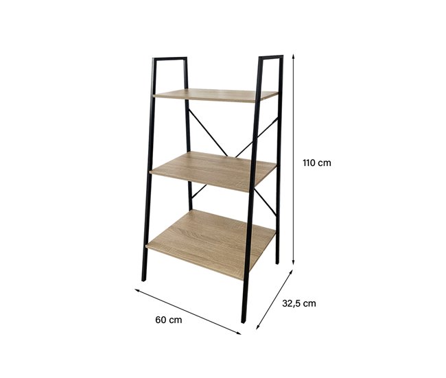Acomoda Textil – Estantería Librería. (3 Estantes) Negro/ Madera