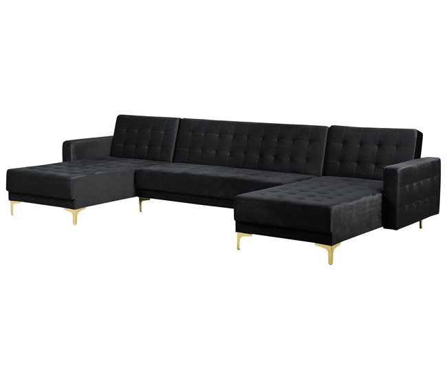 Beliani Sofá cama Terciopelo ABERDEEN Negro