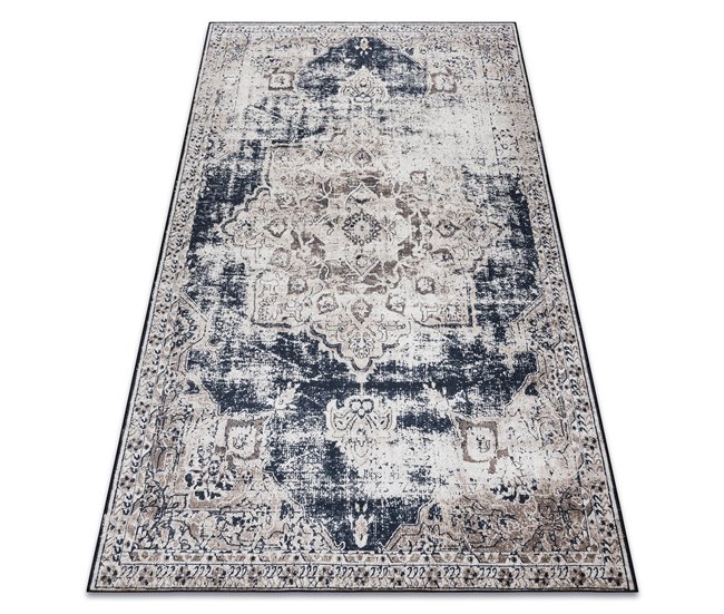 Alfombra lavable ANDRE 1090 Ornamento vintage 160x220 Gris Azul