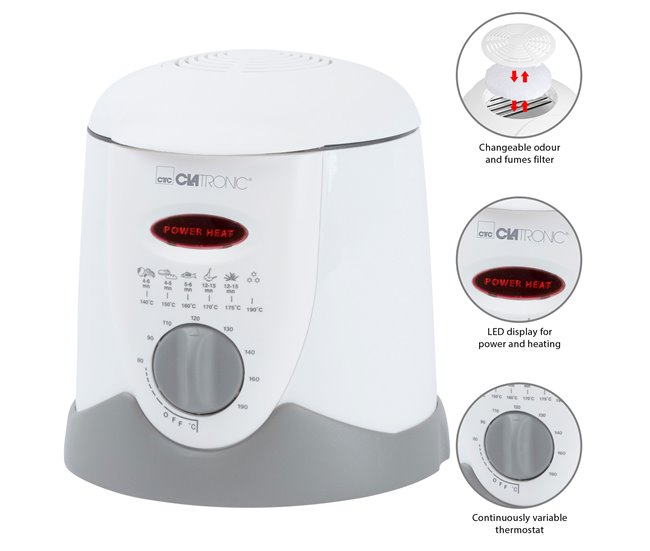 Freidora Fondue Clatronic FRR 2916 Blanco/ Gris
