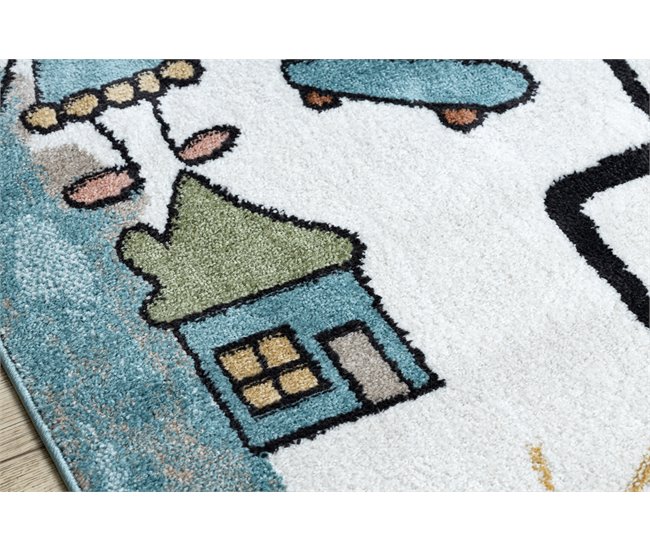 Alfombra FUN Hop para niños rayuela animales 120x170 Azul