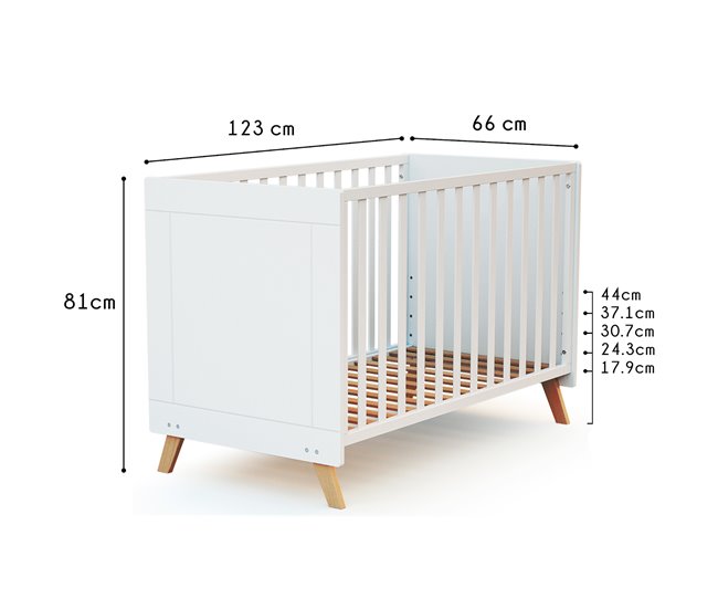 Cuna bebé Sakura convertible en cama y con colchón Morfeo Blanco
