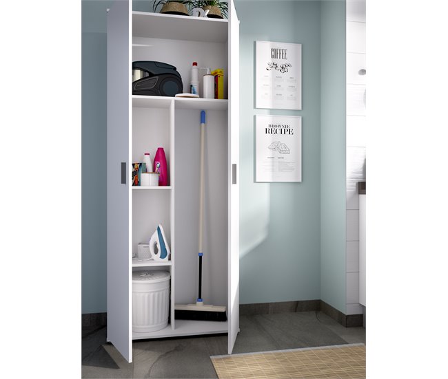 Armario de 2 puertas escobero Blanco