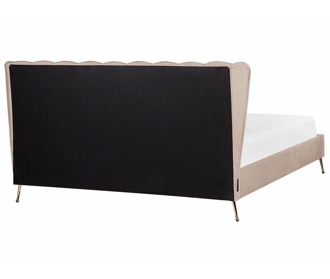 Beliani Cama con somier Terciopelo MIRIBEL 207x218 Beige