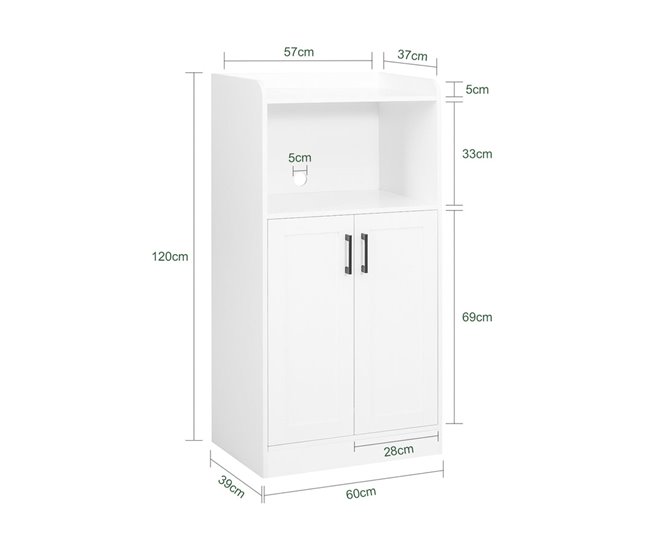 Aparador cocina para Microonda con 2 Puertas FSB47-W SoBuy Blanco