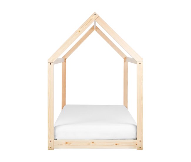 Beliani Cama con somier Madera de pino TOSSE 98x200 Blanco