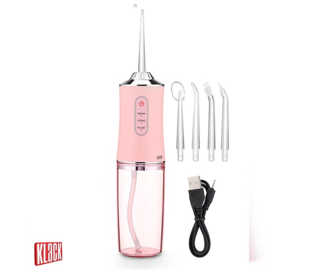 Irrigador dental con 4 boquillas y 3 intensidades KLACK® Rosa