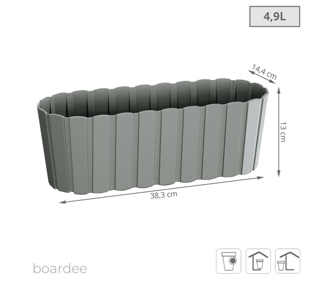 Jardinera para balcón BOARDEE BASIC 4,9L Gris Claro