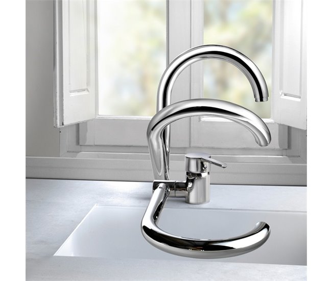 Grifo de Fregadero de Cocina Monomando con Caño Abatible Cromo