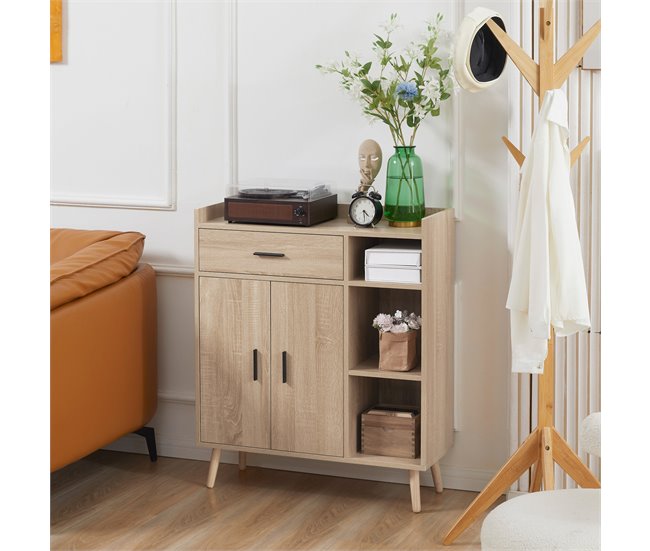 Aparador Auxiliar Melamina de Madera HOMCOM 80 Marron