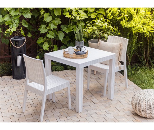 Beliani Mesa de jardín FOSSANO 80x80 Blanco