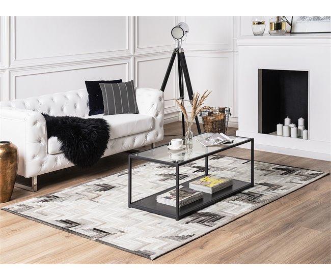 Beliani Alfombra de pelo corto ARSUZ 140x200 Gris Oscuro