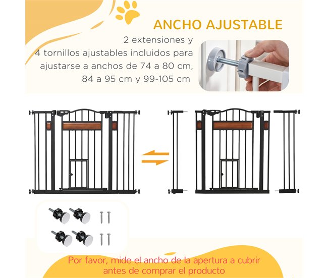 Barrera de Seguridad de Perros Acero y Plástico PawHut Negro
