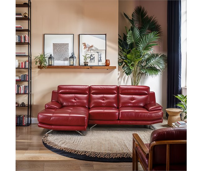 Chaise longue de piel HAWAI Rojo