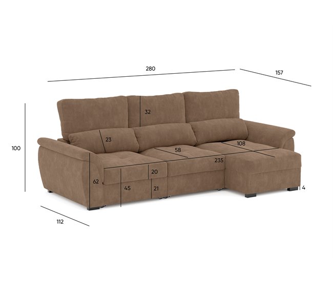 Chaise longue con cama BENSON Camel