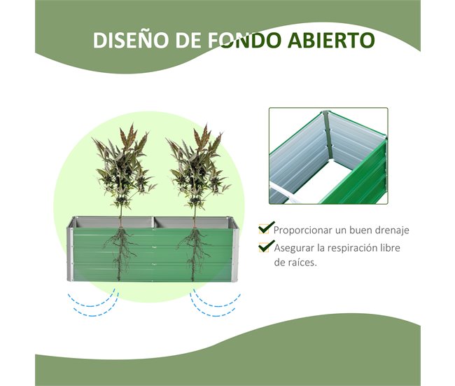Arriate de Jardín Acero Outsunny, terraza y jardín - jardinería Verde