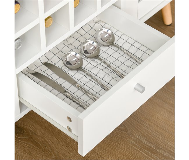 Aparador Melamina, Madera, Vidrio HOMCOM 100 Blanco