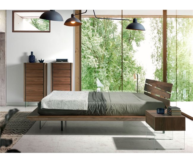 ANGEL CERDA Chifonier nogal y cristal templado Nogal