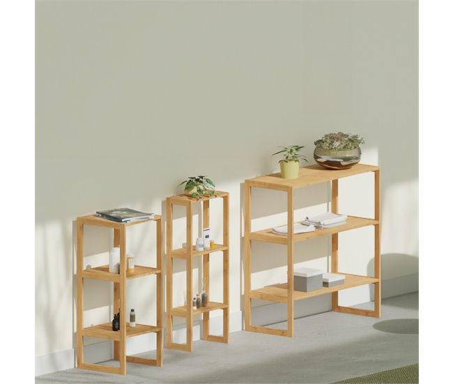 Estantería Modular en Bambú con 3 Niveles Canoply Thinia Home 35 Natural